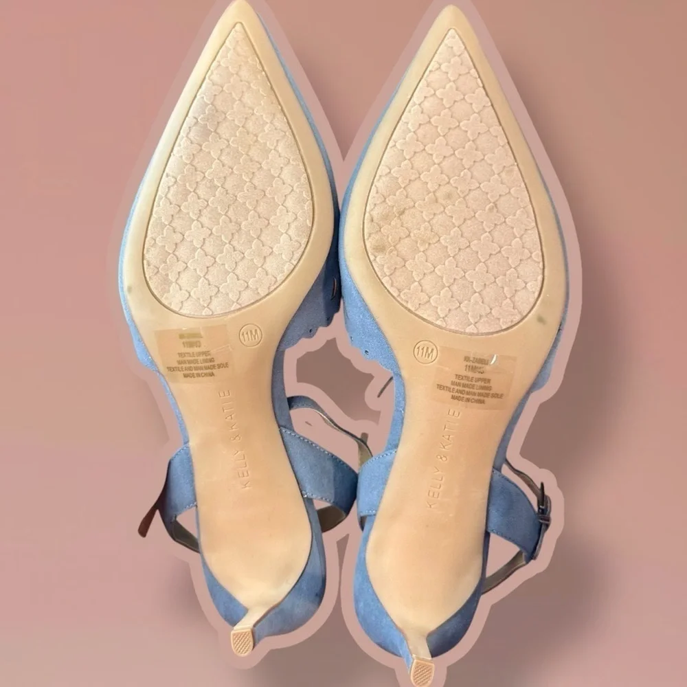 NWOT Kelly & Katie ‘Zabell’ Geometric Cutout Ankle Strap Pumps in Blue Size 11
